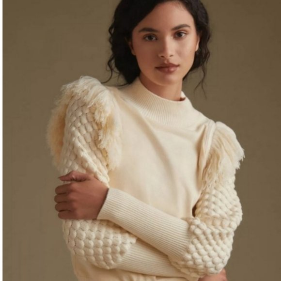 Anthropologie Sweaters - NWT Anthropologie & Dolan Knit Fringed Sweater in Ivory